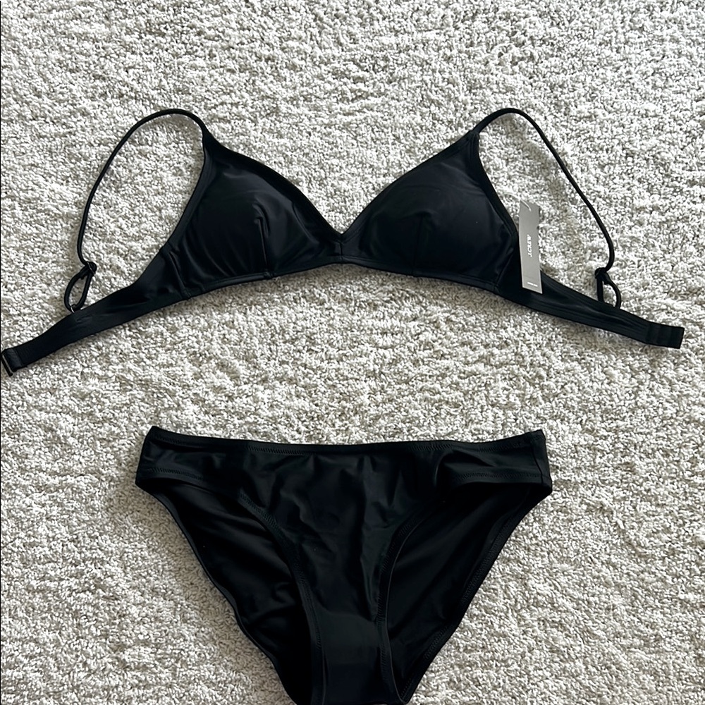 J. Crew French bikini top classic full coverage bottoms NWT
